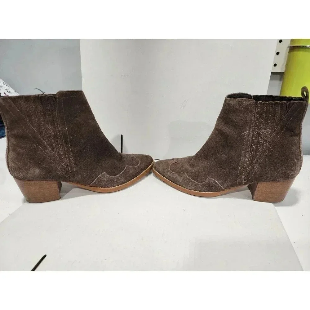 Hobbs London Women's Navy Suede Ankle Boots Zip Side Mid Block Heel 36 (5.5 US)